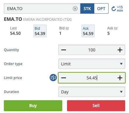 Questrade Limit Order Example